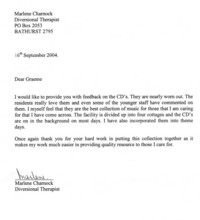 Marlene Charnock testimonial letter